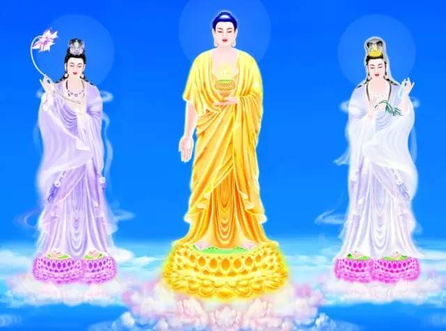净土西方三圣佛像_净土西方三圣佛是哪三位菩萨_西方净土