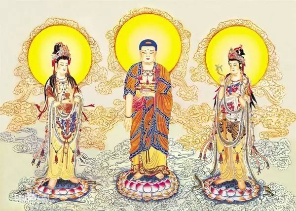 西方净土_净土西方三圣佛像_净土西方极乐世界